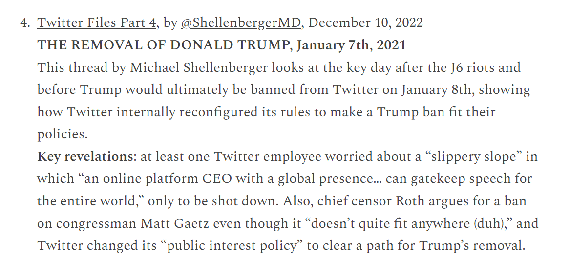 TWITTER FILES - Synopsis - Part 4: TWITTER FILES - The Removal of DJT January 7